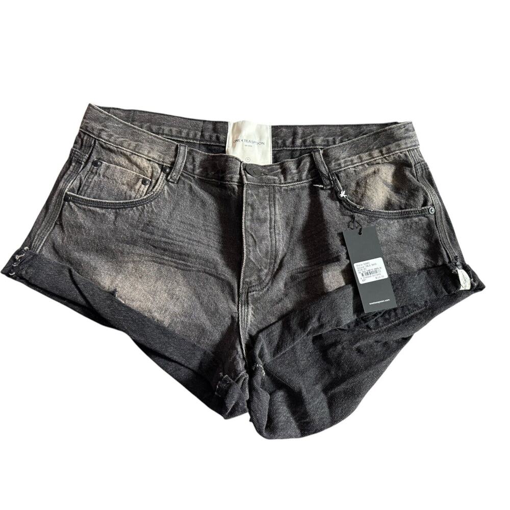 One Teaspoon Double Bass Black Bandits Low‎ Waist Denim Shorts Size 31 NEW